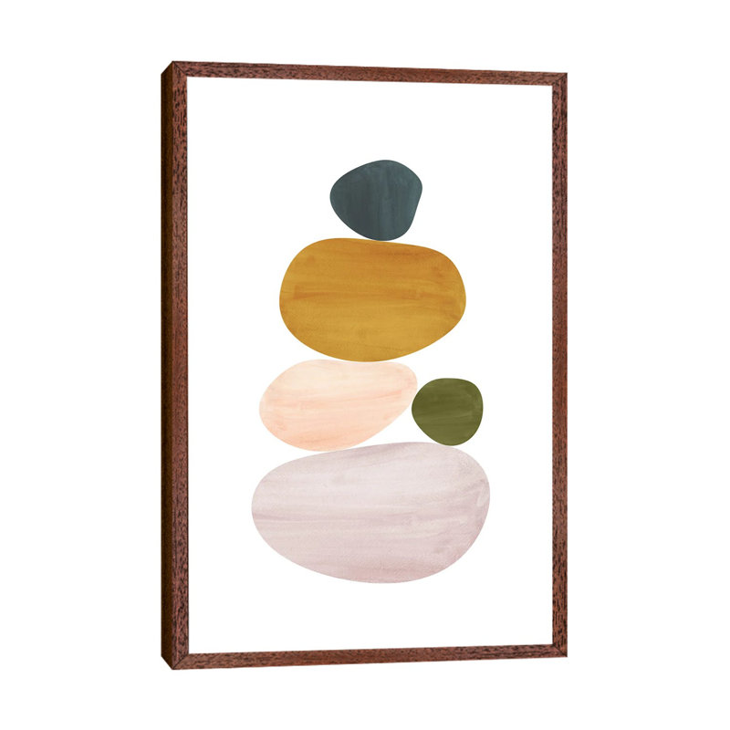 Abstract Stones 1 Piece Painting on Canvas, 101.6 cm H x 66.04 cm W, Classic Brown Wood Framed