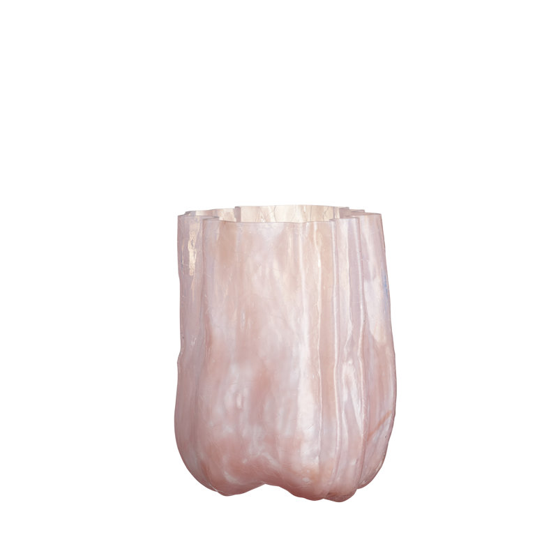 Crackle Handmade Glass Table Vase, Pink