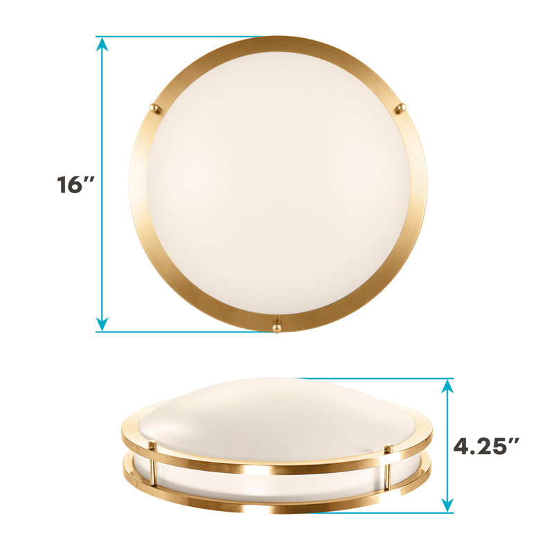 Eryx Acrylic LED Flush Mount Ceiling Light, 16" H x 16" W x 4.25" D, Gold