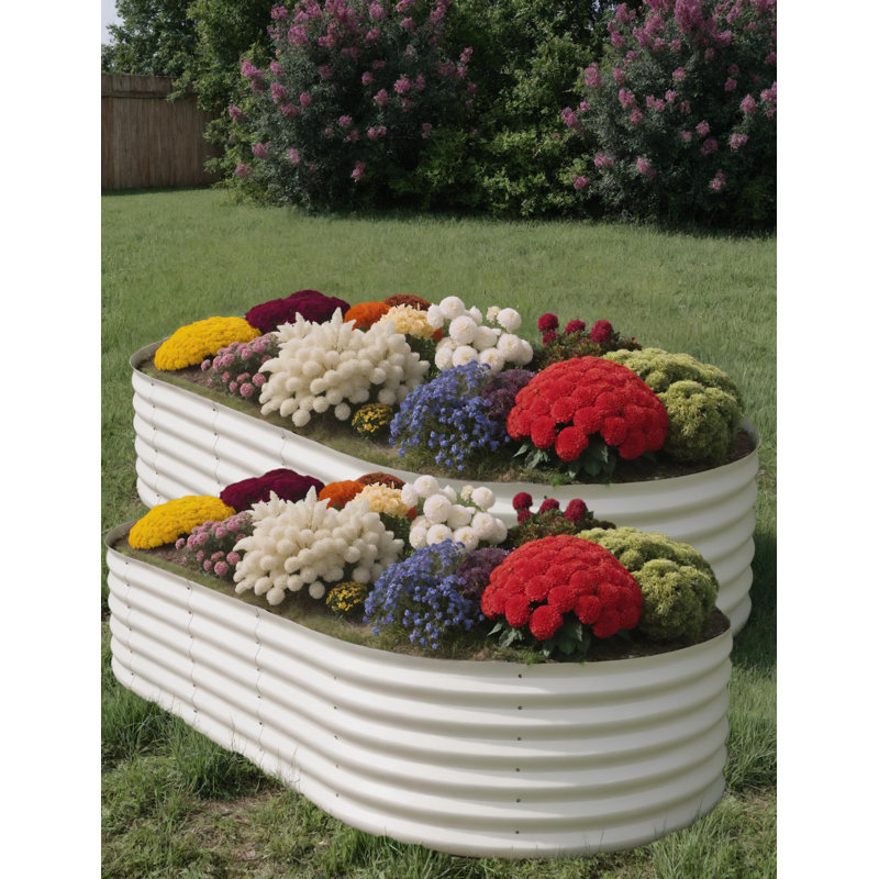 2 Pcs Raised Garden Beds Outdoor 10x4x1.5 ft - Galvanized Steel Planter Box for Vegetables, Flowers, Rust-Resistant Garden Box, Easy Assembly Raised Beds, Durable Planters for Outdoor Plants, Beige