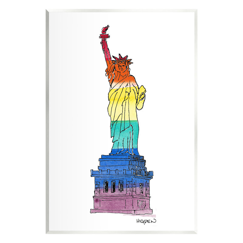 Statue of Liberty Pride Rainbow par Mark Higden, impression, H 19 po x l 13 po x P 0,5 po, Mdf
