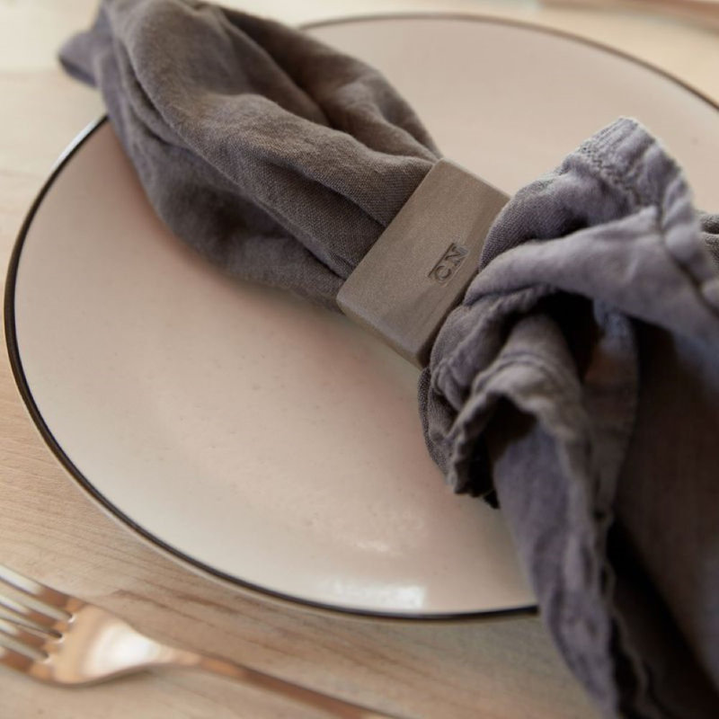 Set 4 Napkin Rings Rectangular, Gray