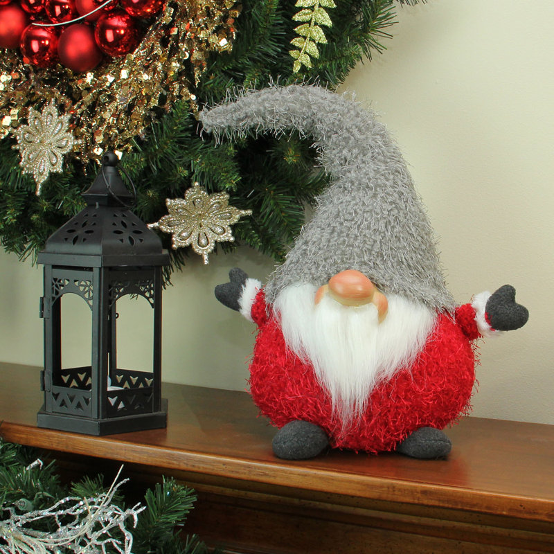 Figurine de Noël 9,5 po, Gris et rouge
