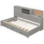 Lit de jour simple gris avec 3 tiroirs dissimulés, douilles et tablette supérieure mobile en bois-811955189
