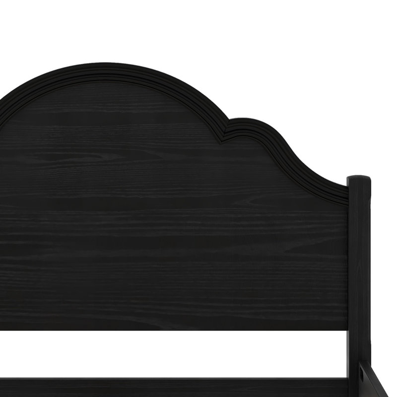 Lit plateforme classique en bois avec tête et pied de lit, Queen, Black