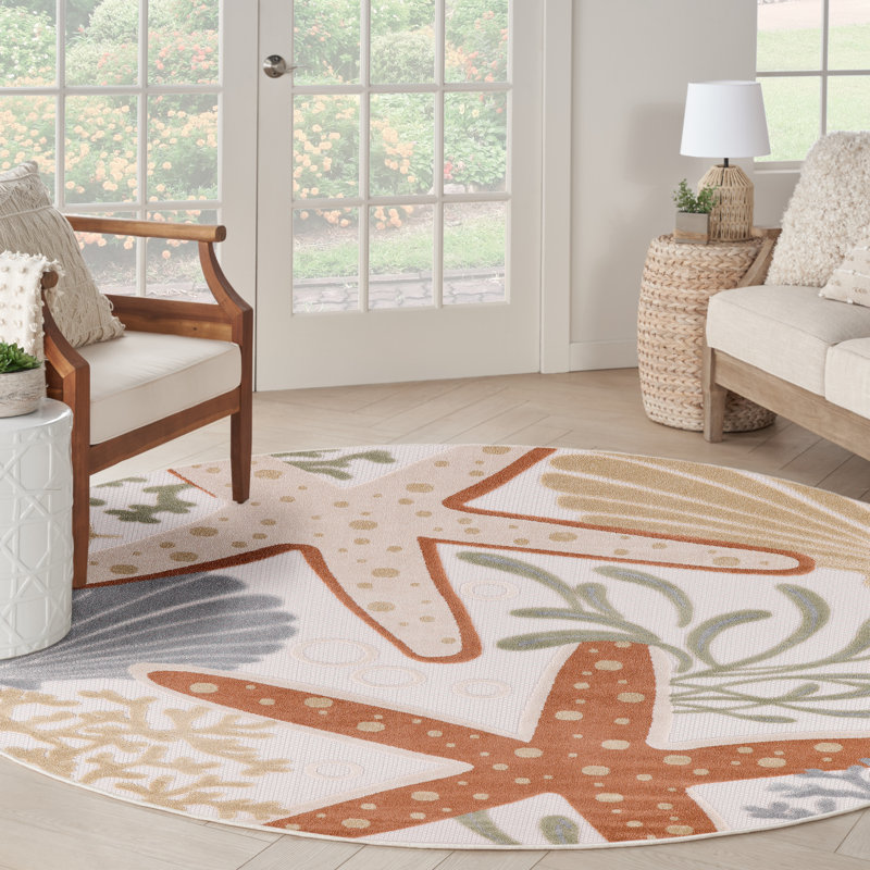 Tapis d'intérieur / extérieur Antwanett, Rond 7 pi 10 po