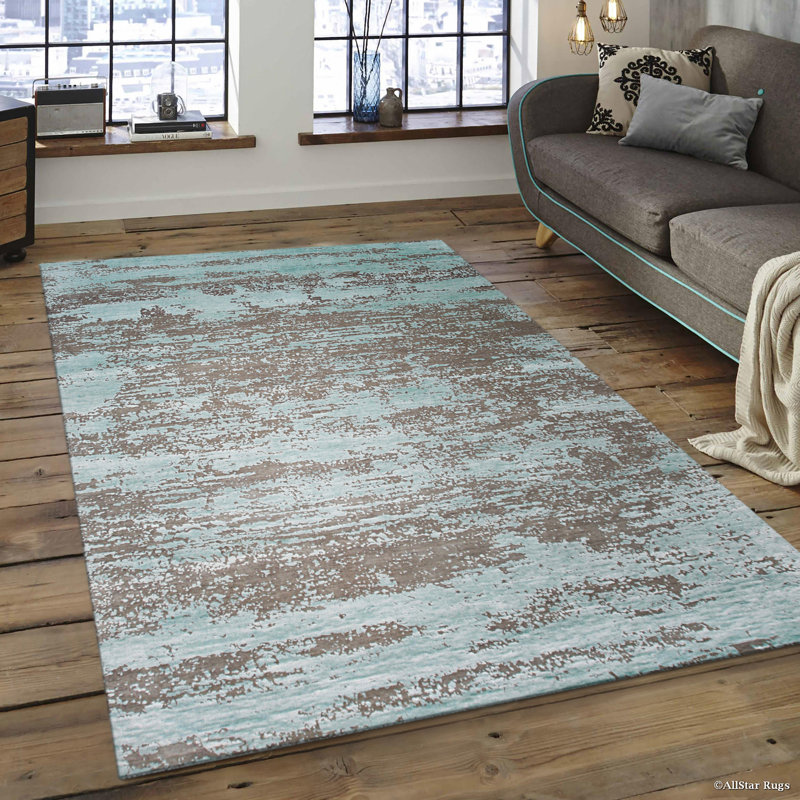 Galaxy Abstract Hand-Knotted Wool Rug in Gray, 8' x 10'