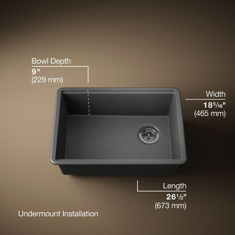 Billings Undermount Single-Bowl Kitchen Sink, Black
