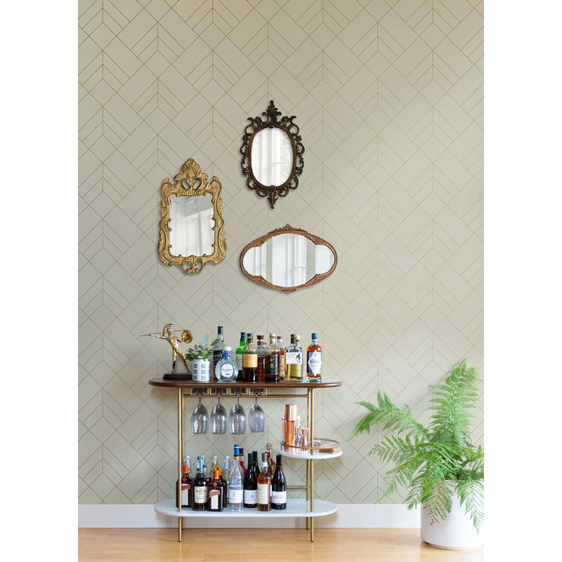 Hannah Geometric Wallpaper Roll, Light Gray