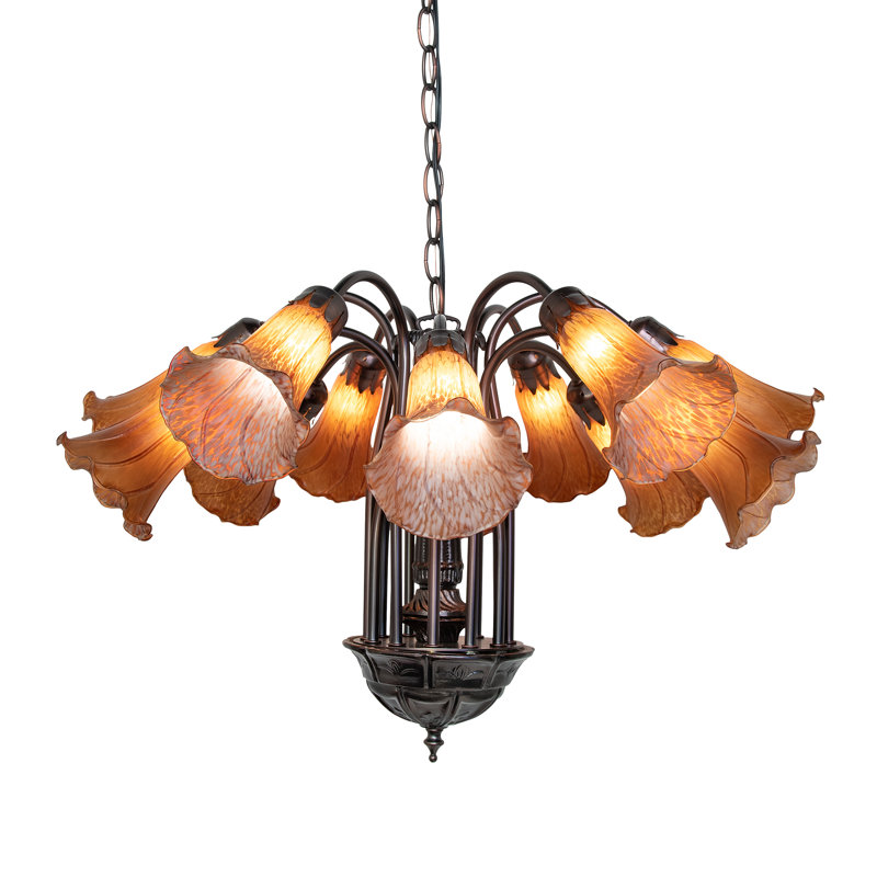Tiffany 12 - Light Chandelier, Amber