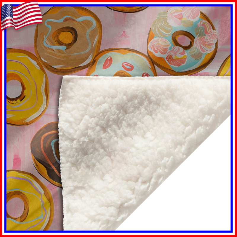 Jeté en molleton Donuts - Jeté alimentaire pour canapés ou lits, L 51 po x H 60 po
