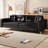 SmoothLux 92.1" King Size Pull Out Sofa Bed, 3-in-1 Faux Leather Convertible Sleeper Sofa with Tufted Design, Wide Armrests & 2 Pillows, 4-Seater Modern Couch for Living Room-580028703
