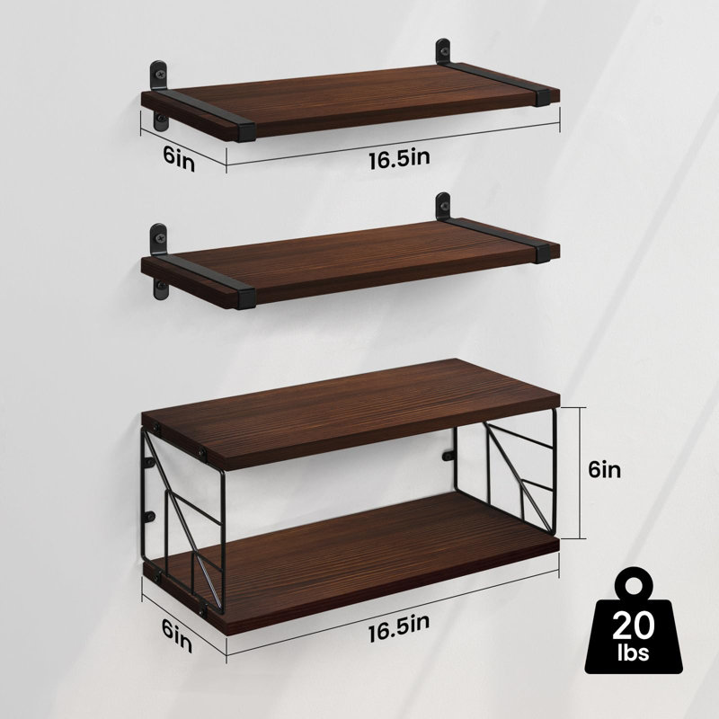 Reyka Floating Shelf, Rustic Brown