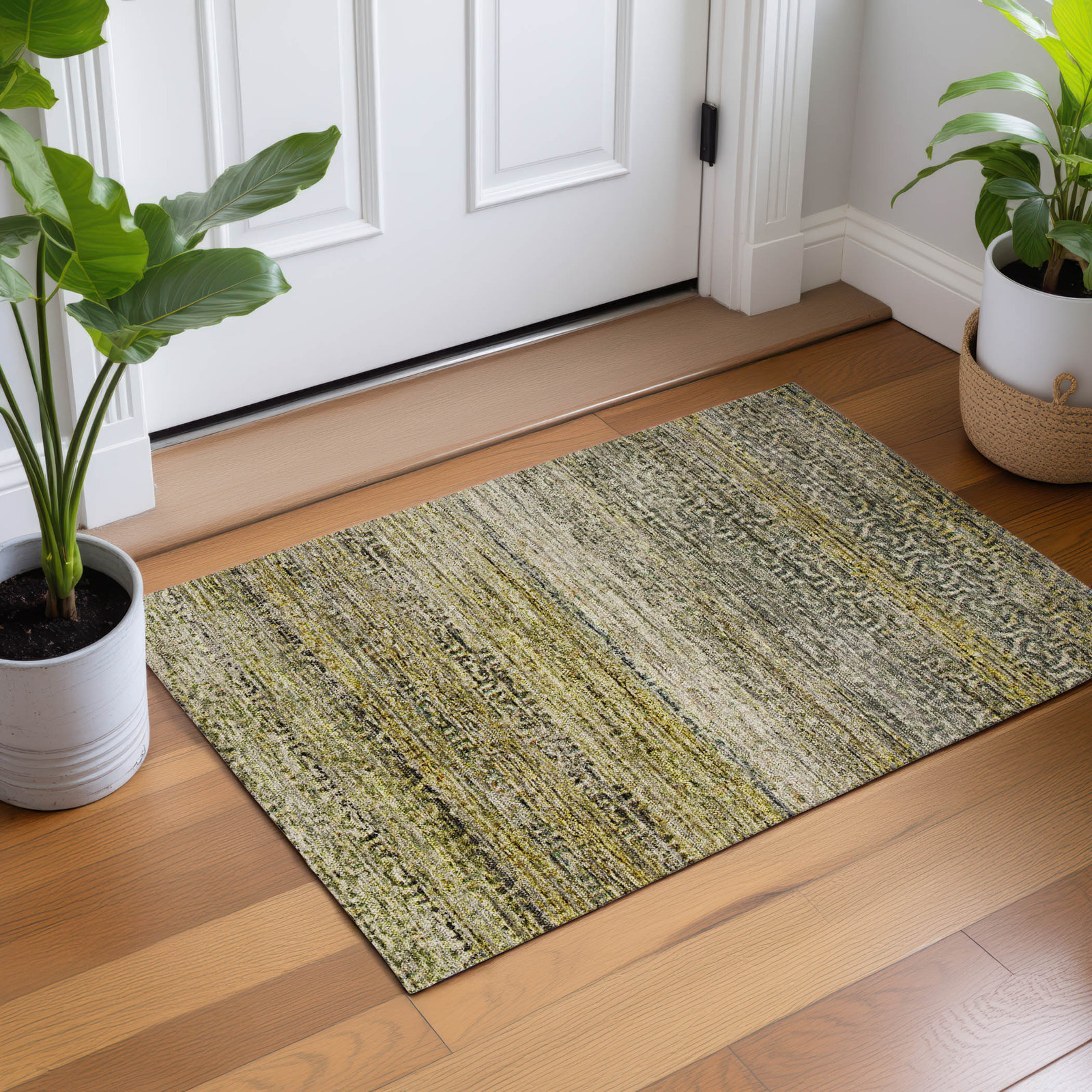 Premium Machine Washable Tirico Casual Rug, Aloe, 2'6" x 3'10"