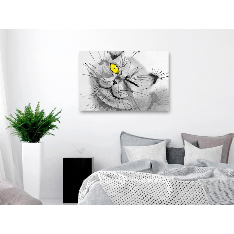 Tifor «Happy Look» sur toile, H 32 po x l 47 po x P 0,7 po, Gris / Jaune