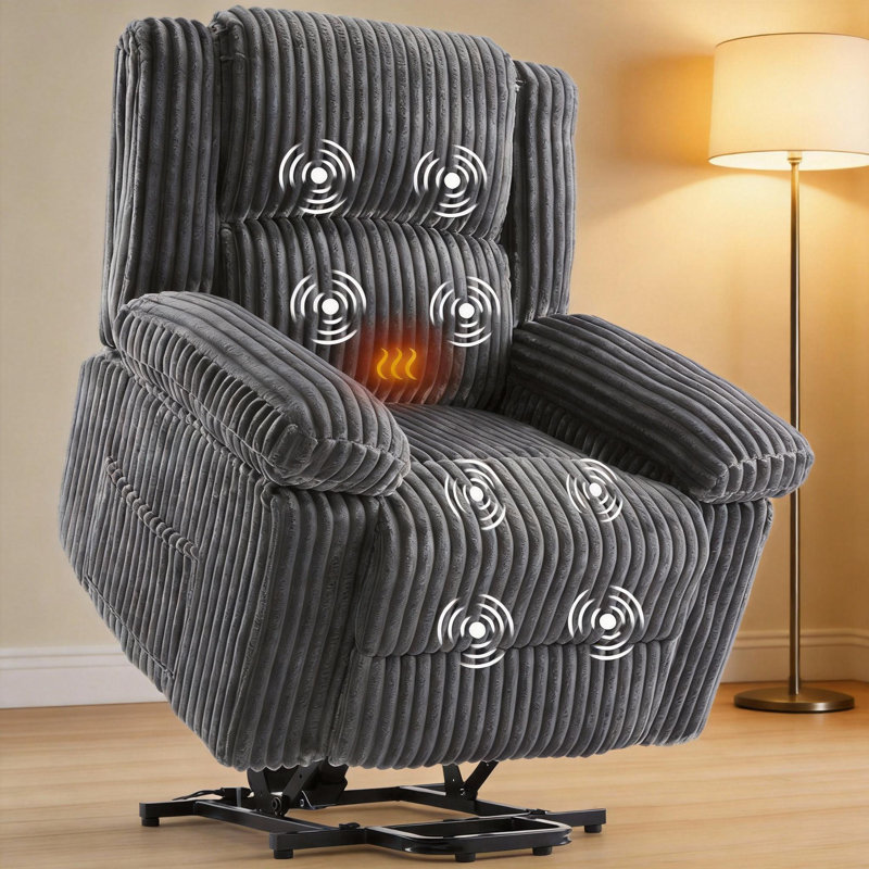 Power Lift Recliner Chair, with Heat and Massage, Dark Gray