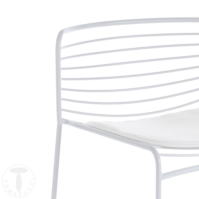 Chesser Patio Dining Side Chair with Cushion, White