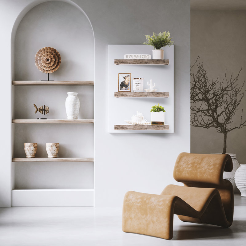 Sorbus 16" Long Floating Shelves with Invisible Mounting Set of 3, Gray