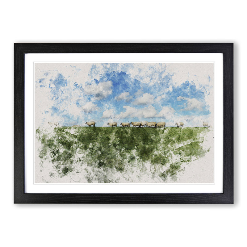 Flock of Sheep Vol.4 - Picture Frame Graphic Art on MDF, Black Framed, 36cm H x 48cm W x 2cm D