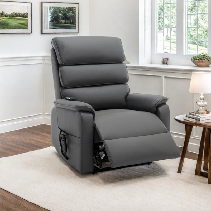 Aura Dual Motor Power Lift Recliner With Thick Back, 180° Flat Recline With Heat And Massage, Gray