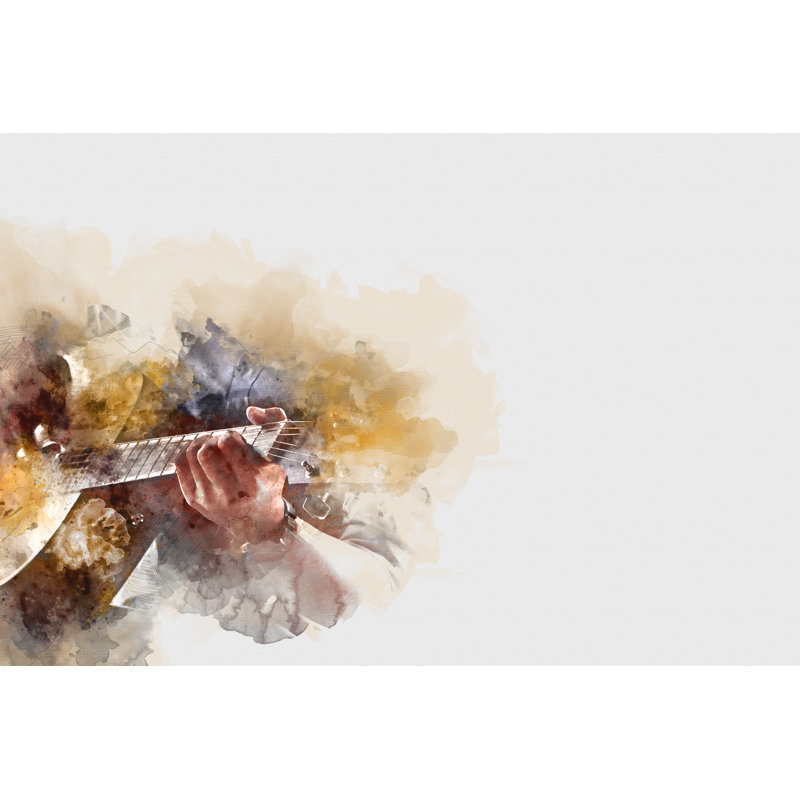 Man Playing Guitar 1 Piece Wrapped Canvas Wall Art, 20cm H x 30cm W x 3.8cm D