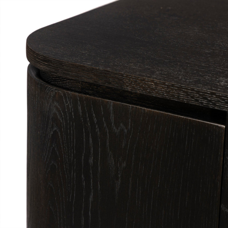 Elle Media Console-Tawny Oak Veneer, Worn Black Oak