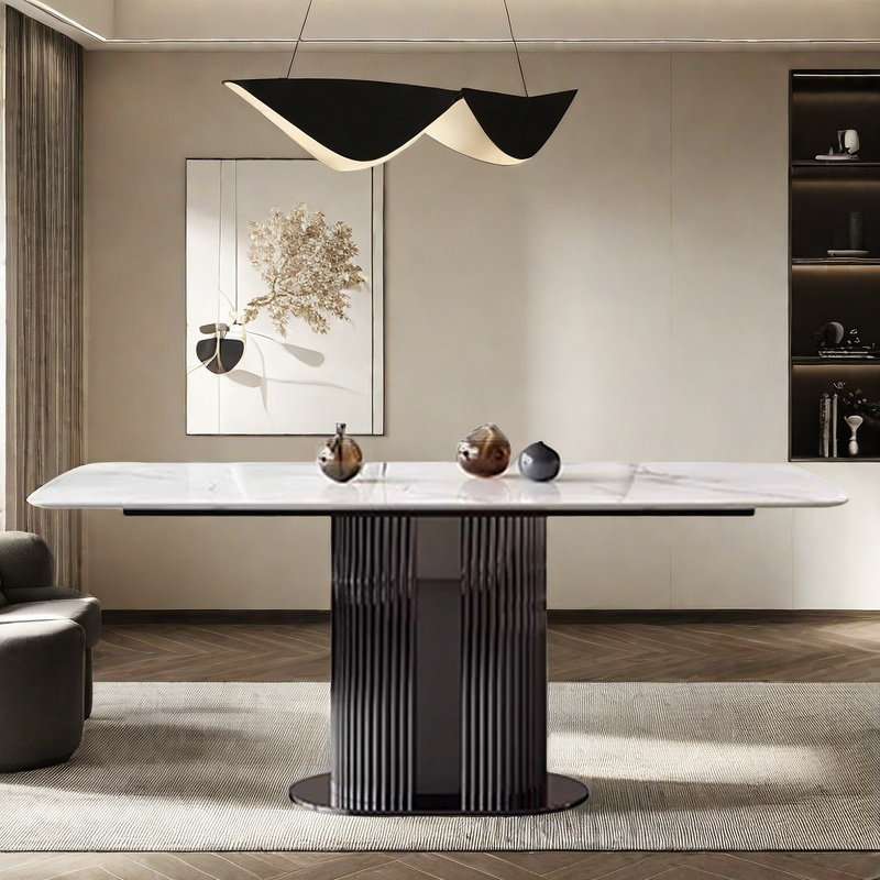 High-end bright rectangular dining table, 29.5"H x 55.1"L x 31.4"W