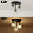3-light Glass Black Semi Flush Mount