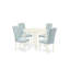 Ensemble de table de salle à manger moderne 5 pièces comprenant une table de cuisine ronde et 4 chaises Parson rembourrées en tissu bleu bébé, lin blanc-463969732