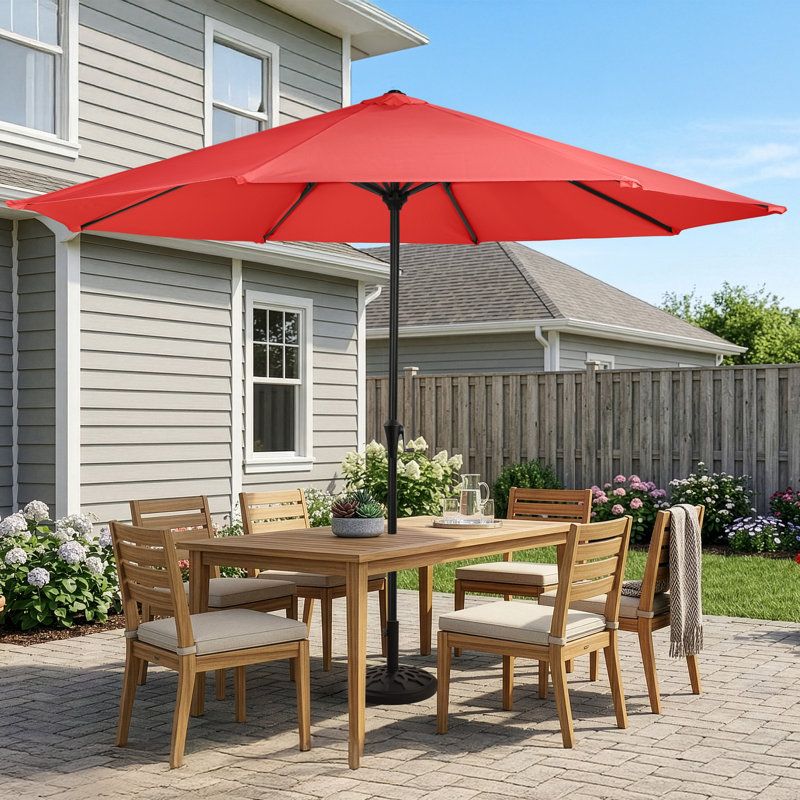 Parasol de patio rond de 9 pi avec base lestée de 19 lb - Parasol d'extérieur à manivelle et auvent ventilé pour abat-jour - pour terrasse, balcon, porche, cour ou piscine par Pure Garden (orange)