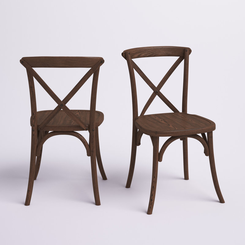 Arquit Stackable Cross-Back Wooden Bistro Chair, Pecan, 1