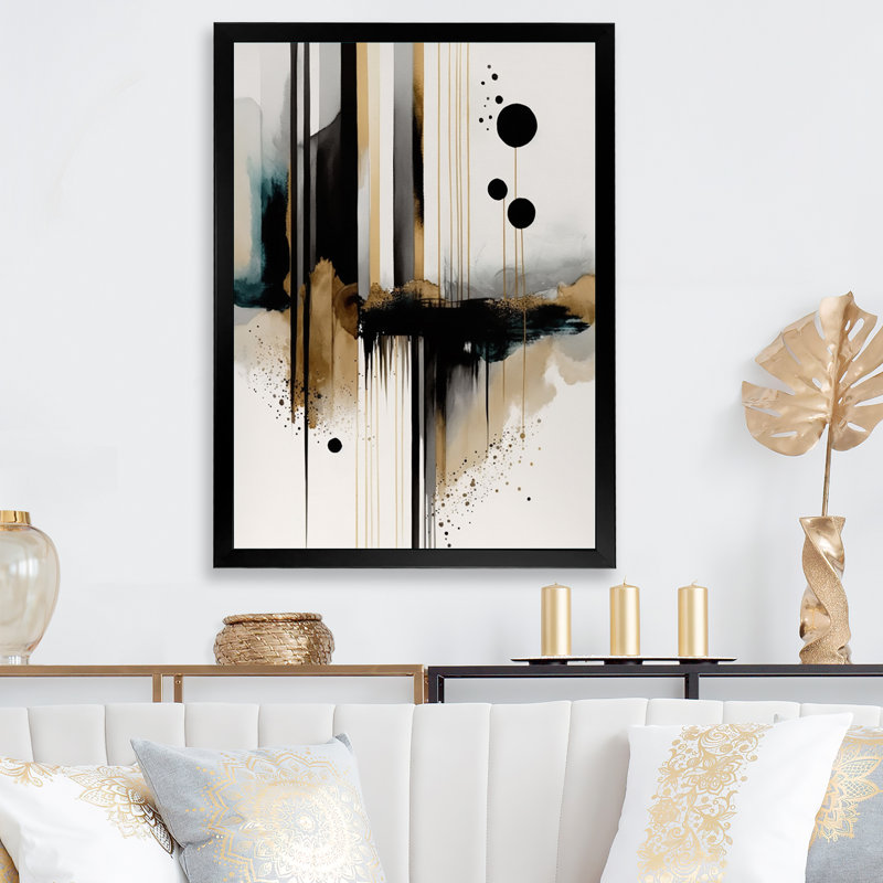 «Abstract Transitional Modern Shapes I», reproduction sur toile, Impression noire sur toile encadrée