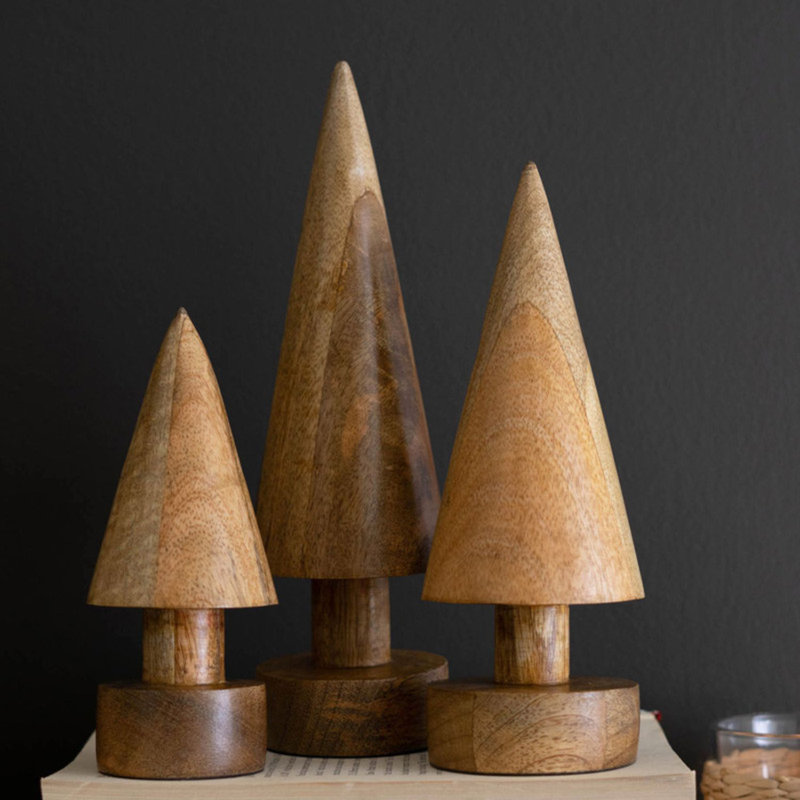 3 Piece Turnedwooden Christmas Tree Set