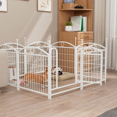 Dog Playpen Indoor 8 Panels Metal Dog Pen Pet Dog Fence Outdoor Exercise Pen With Doors, Heavy Duty Dog Fence Puppy Pen For Large Medium Small Dogs Indoor Outdoor Foldable Pet Exercise Pen