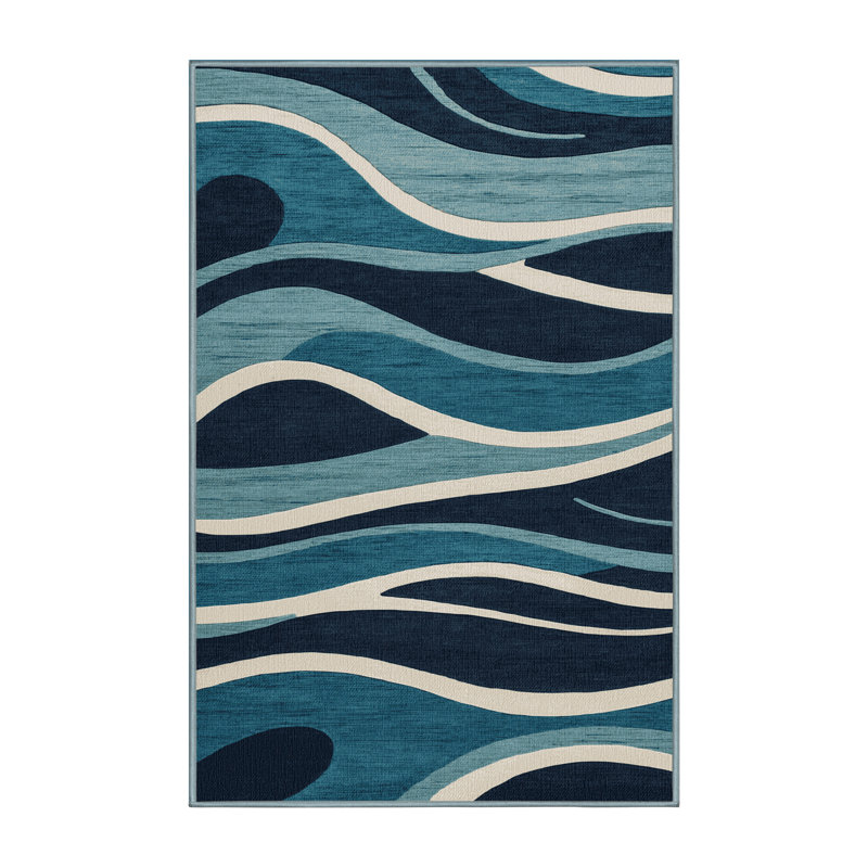  Washable Wave Motion Study Coastal Area Rug