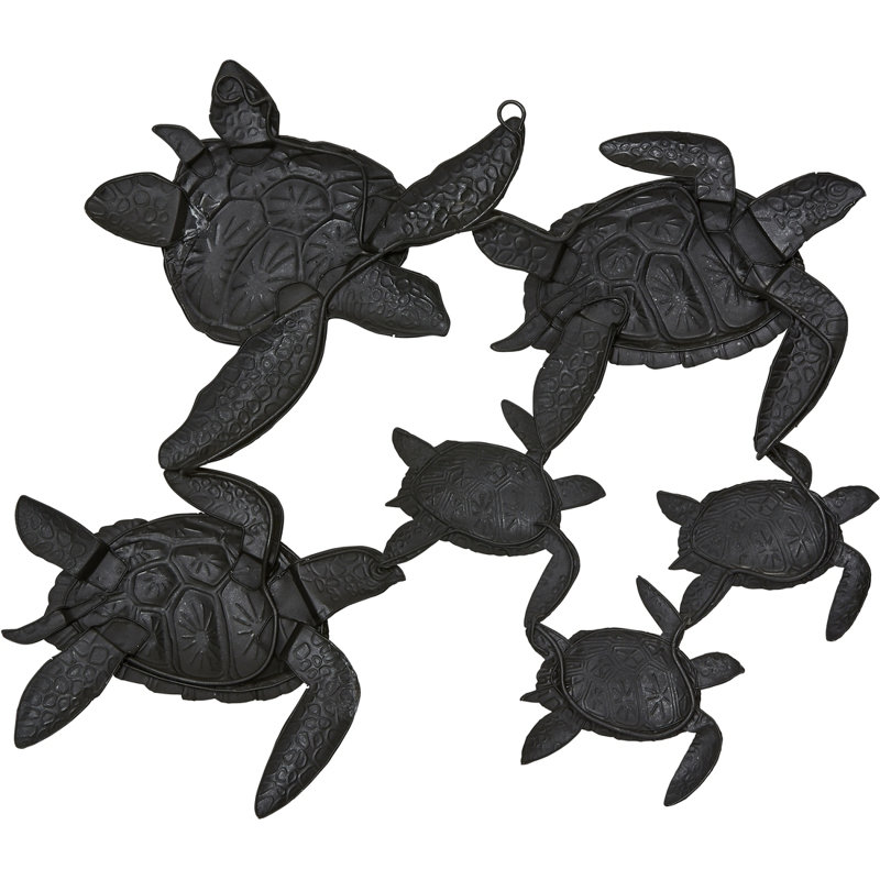 Metal & Capiz Bale Of Mixed Turtles Wall Art 19.5"