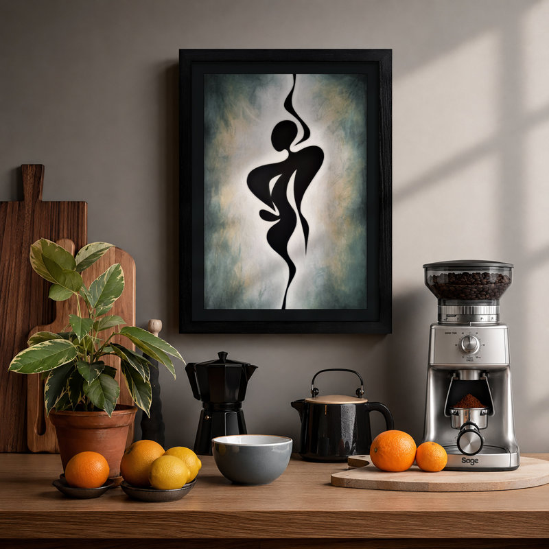 Tangled Forms Abstract - Framed Print, A4 - 29.7 x 21.0 cm, Black