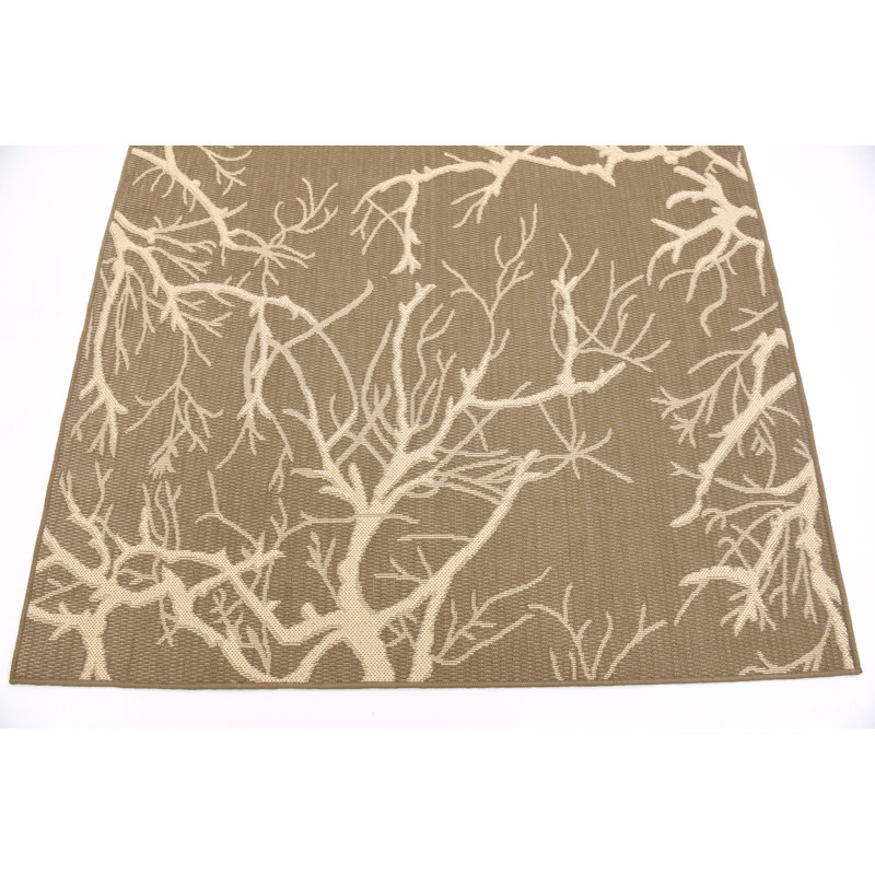 Tapis intérieur / extérieur brun Healdton, Rectangle 5 pi 1 po x 8 pi