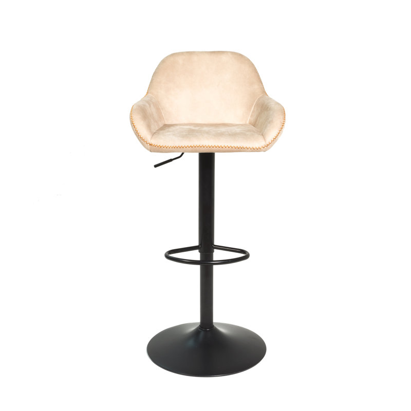 Amirkhan Swivel Upholstered Adjustable Height Counter Stool with Metal Frame, Beige