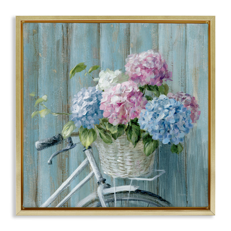 Cadre flottant Cape Cod, fleurs par Danhui Nai, H 18 po x l 18 po, Cadre flottant métallique doré