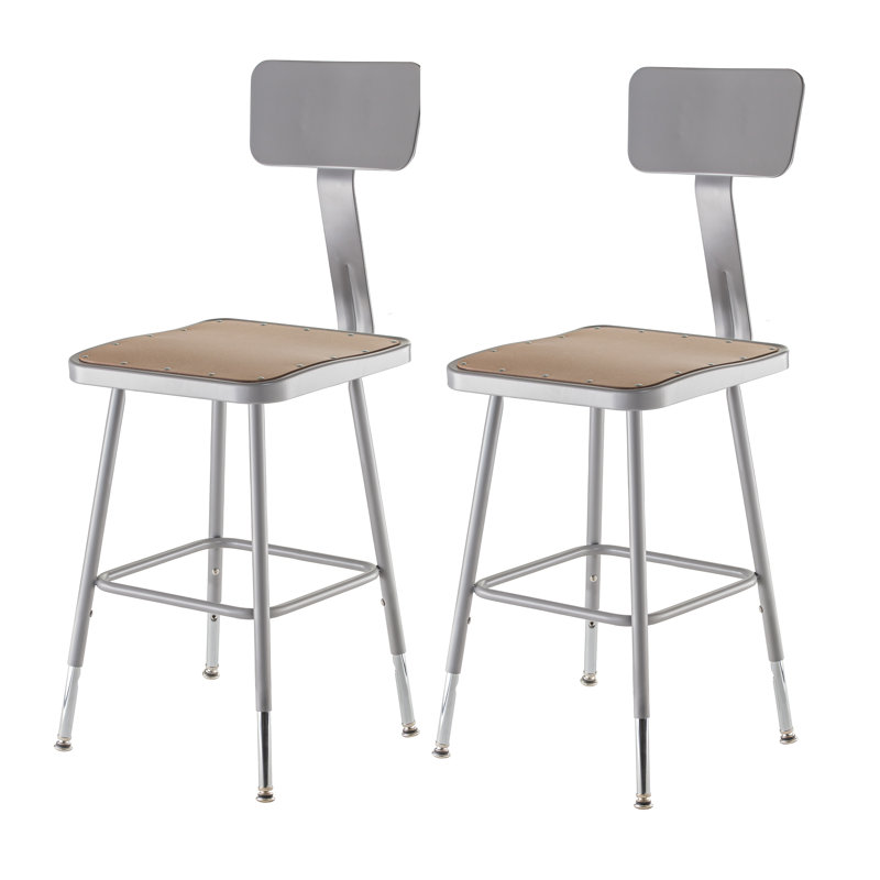 Backed Adjustable Height Ergonomic Lab Stool with Footring, 19" - 27"