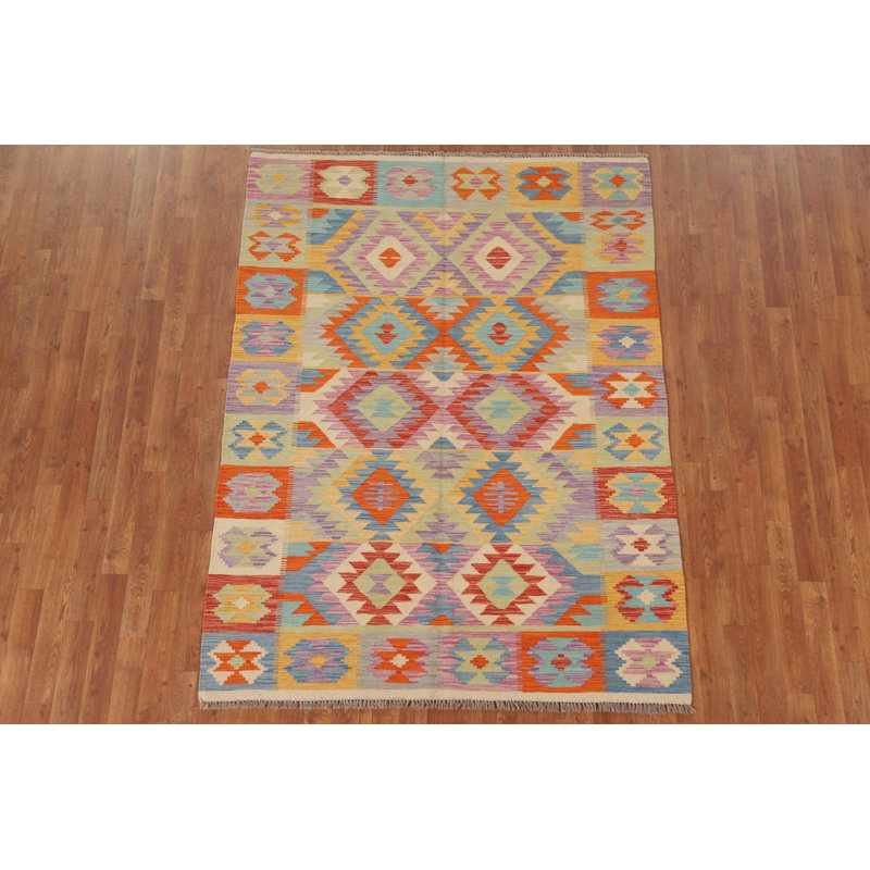 Kilim Reversible Wool Area Rug 5x7