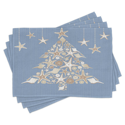 One Allium Way® Christmas Place Mats Set of 8 Sea Life Theme Marine 8 pcs Beige Cream -  6070F40B5B064818B1814D3CDD2D8089