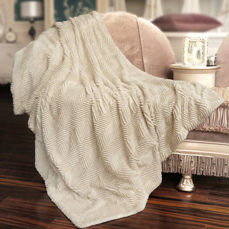 Throw Blanket, 152.4cm W x 203.2cm L, Beige