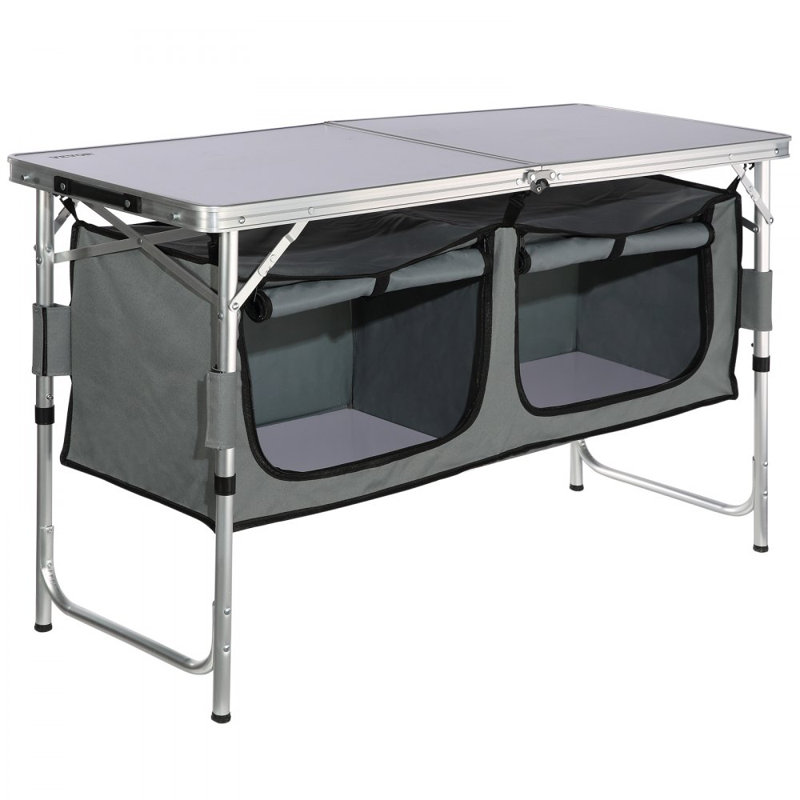 Table de camping, table de camping pliante à installation rapide, 3 hauteurs réglables