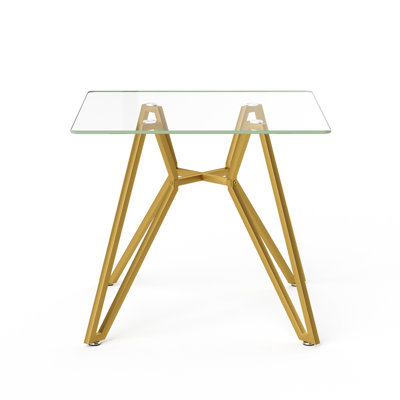 35.4-Inch Square Tempered Glass Dining Table, Suitable For 2-4 People, Space-Saving Small Kitchen Dining Table, Equipped With Sturdy Metal Table Legs,Suitable For Dining Room, Living Room,Gold