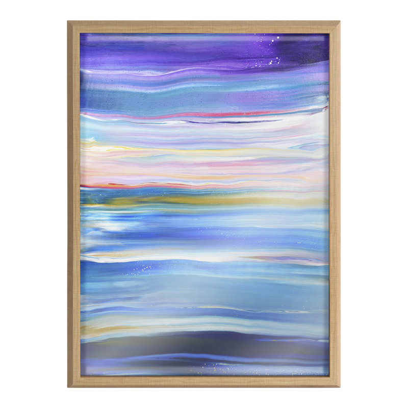 Art mural en verre encadré «Seaside Serenity» par Xizhou Xie, Verre naturel encadré