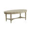 Table basse ovale de 50 pouces en bois massif beige antique de style français antique avec tablette inférieure