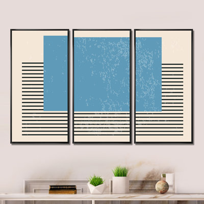 Minimal Geometric Compostions of Elementary Forms III - Ensemble de 3 reproductions encadrées sur toile