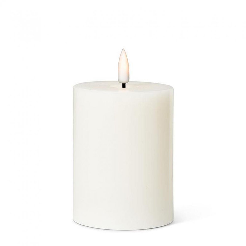 Unscented Flameless Candle, 4" H x 3" W x 3" D, Sand, 1